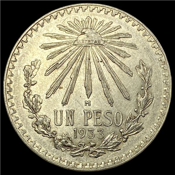 1933-M Mexico SIlver Peso UNCIRCULATED