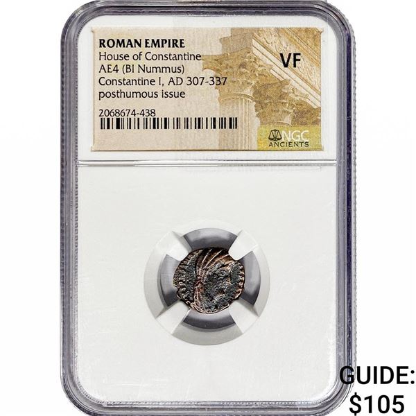 Roman Constantine I, AD 307-337 AE4 BI Nummus NGC VF