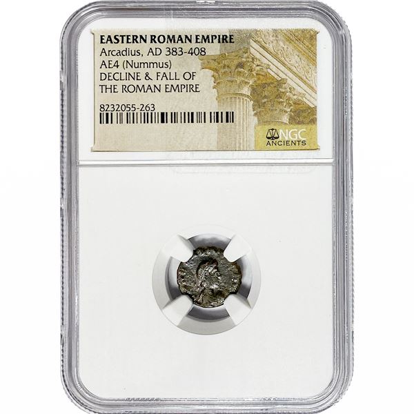 Eastern Roman Arcadius, AD 383-408 AE4 Nummus NGC