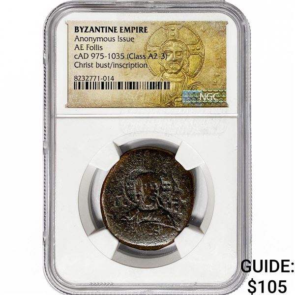 Byzantine cAD 975-1035[Class A2-3] Bronze Follis NGC
