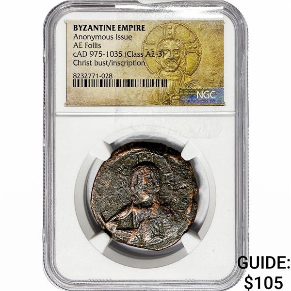 Byzantine cAD 975-1035[Class A2-3] Bronze Follis NGC