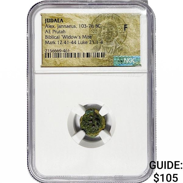 Judaea Alex. Jannaeus, 103-76 BC Bronze Prutah F