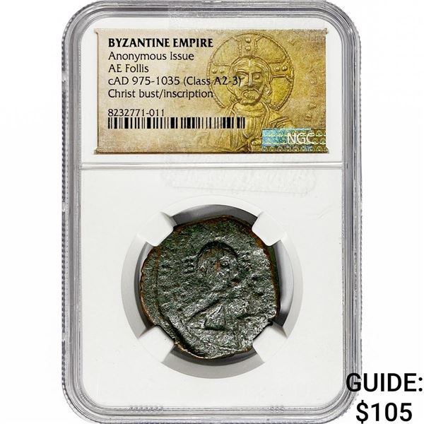 Byzantine cAD 975-1035[Class A2-3] Bronze Follis NGC