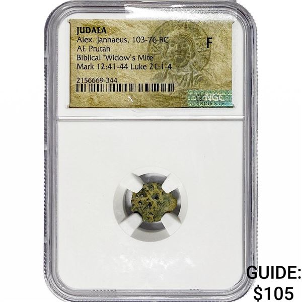 Judaea Alex. Jannaeus, 103-76 BC Bronze Prutah F