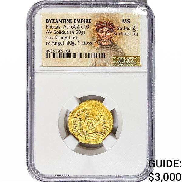Byzantine Phocas, AD 602-610 Gold Solidus 4.50G MS