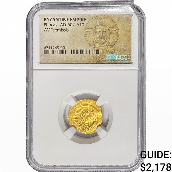 Byzantine Phocas, AD 602-610 Gold Tremissis NGC