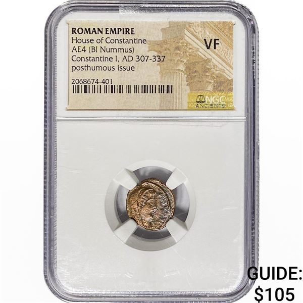 Roman Constantine I, AD 307-337 AE4 BI Nummus NGC VF