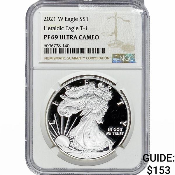2021-W Silver Eagle NGC PF69 UC Heraldic Eagle T-1
