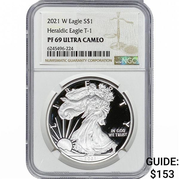 2021-W Silver Eagle NGC PF69 UC Heraldic Eagle T-1