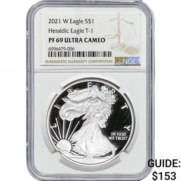 2021-W Silver Eagle NGC PF69 UC Heraldic Eagle T-1