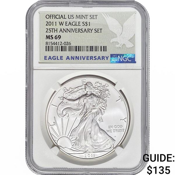 2011 Silver Eagle NGC MS69 25th Anniversary