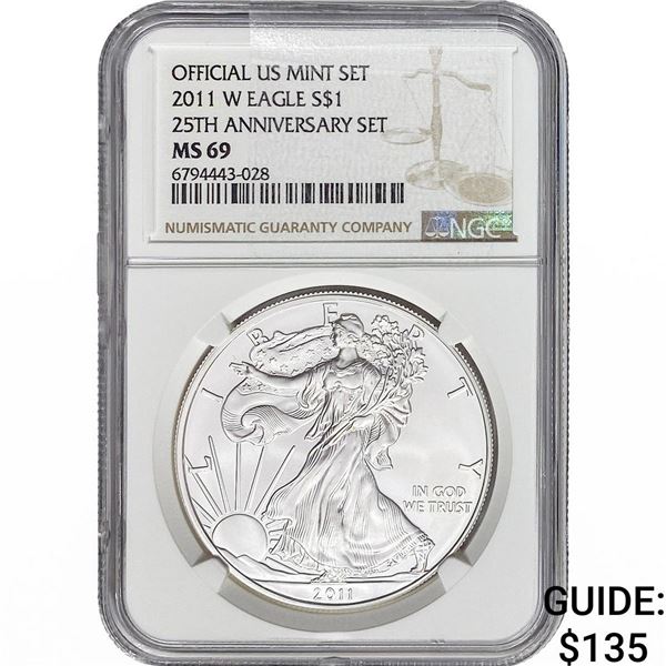 2011 Silver Eagle NGC MS69 25th Anniversary