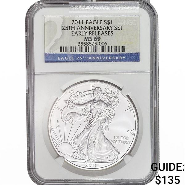 2011 Silver Eagle NGC MS69 25th Anniversary
