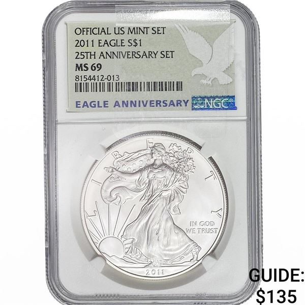 2011 Silver Eagle NGC MS69 25th Anniversary