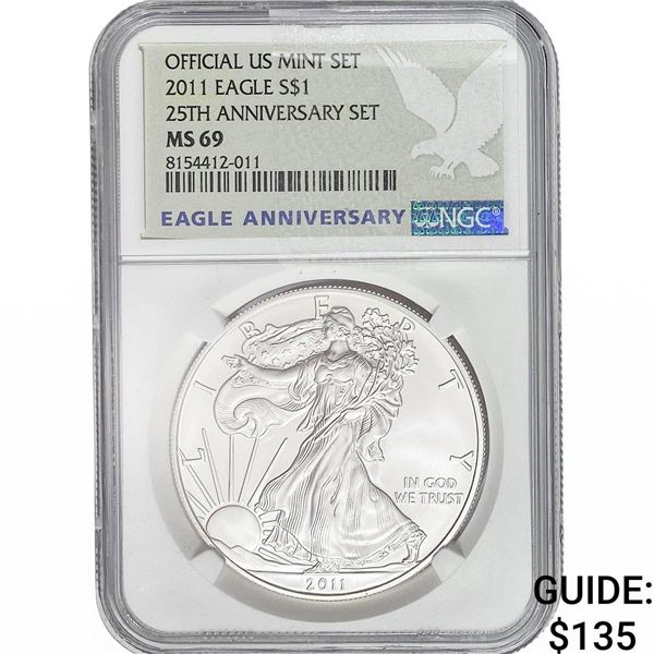 2011 Silver Eagle NGC MS69 25th Anniversary