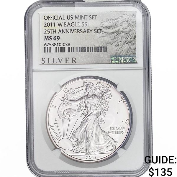 2011-W Silver Eagle NGC MS69 25th Anniversary
