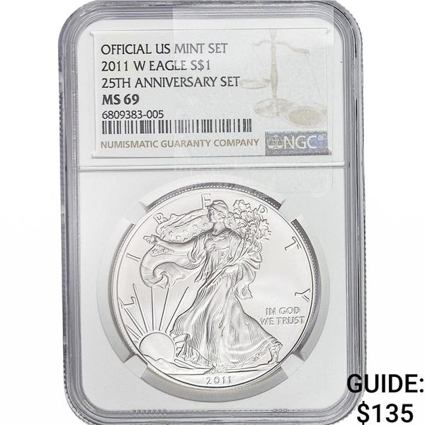 2011-W Silver Eagle NGC MS69 25th Anniversary