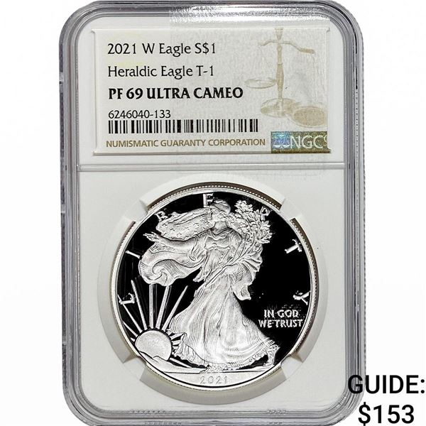 2021-W Silver Eagle NGC PF69 UC Heraldic Eagle T-1