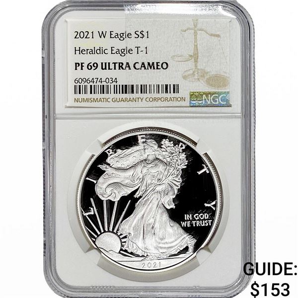 2021-W Silver Eagle NGC PF69 UC Heraldic Eagle T-1
