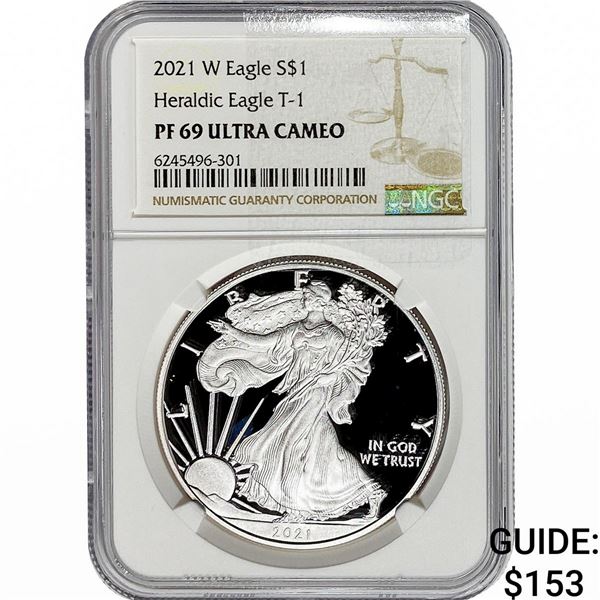 2021-W Silver Eagle NGC PF69 UC Heraldic Eagle T-1