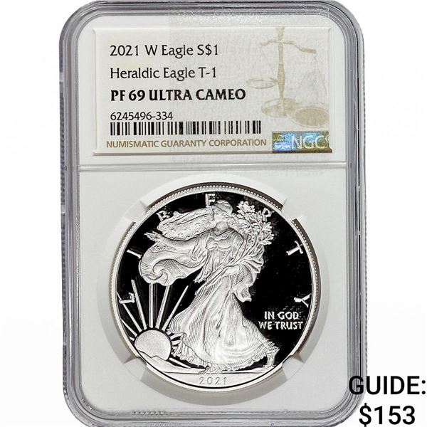 2021-W Silver Eagle NGC PF69 UC Heraldic Eagle T-1
