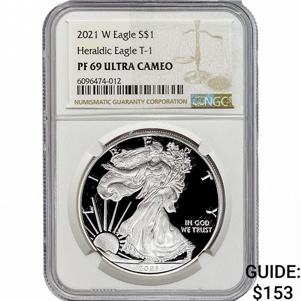 2021-W Silver Eagle NGC PF69 UC Heraldic Eagle T-1