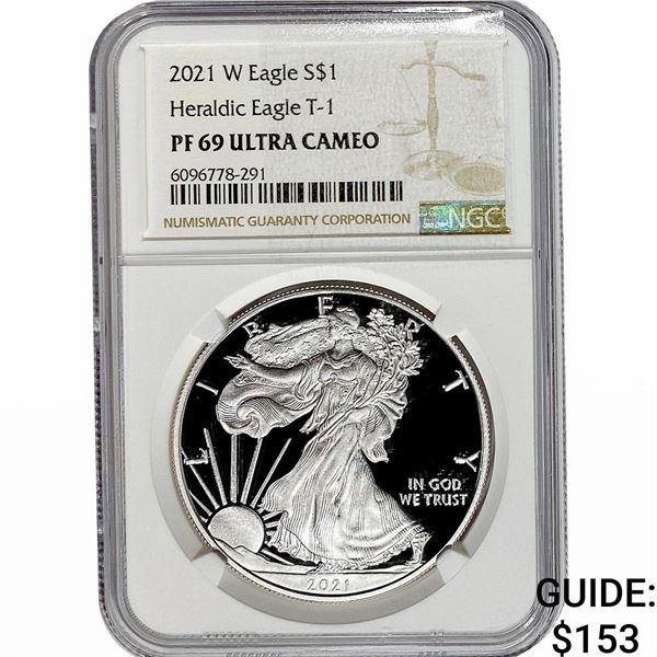 2021-W Silver Eagle NGC PF69 UC Heraldic Eagle T-1