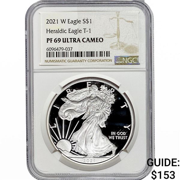 2021-W Silver Eagle NGC PF69 UC Heraldic Eagle T-1