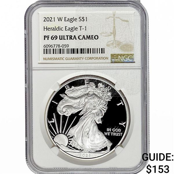 2021-W Silver Eagle NGC PF69 UC Heraldic Eagle T-1