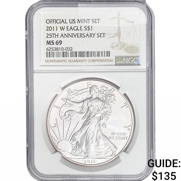 2011 Silver Eagle NGC MS69 25th Anniversary
