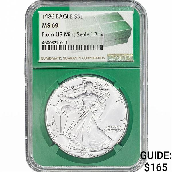 1986 Silver Eagle NGC MS69