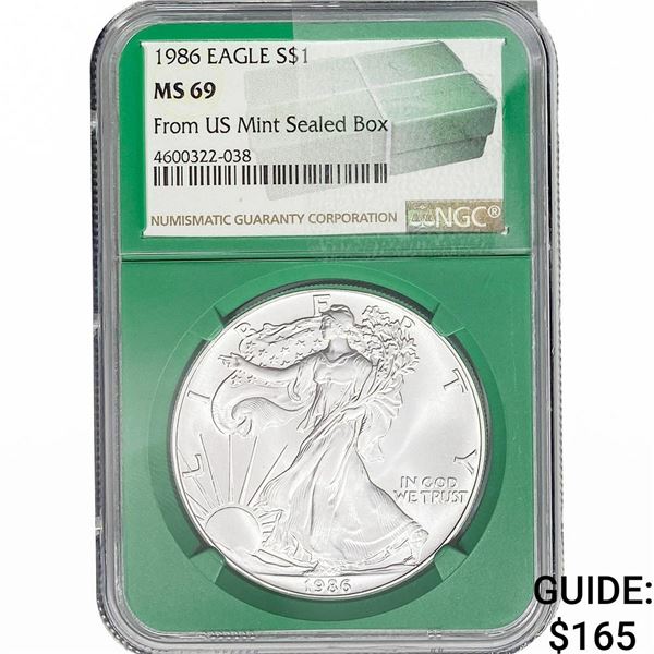 1986 Silver Eagle NGC MS69
