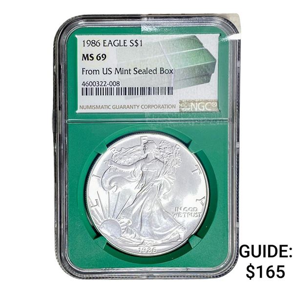 1986 Silver Eagle NGC MS69