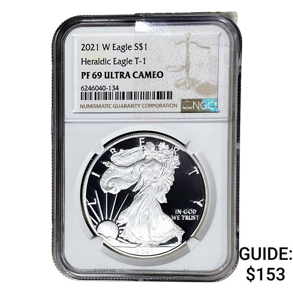 2021-W Silver Eagle NGC PF69 UC Heraldic Eagle T-1