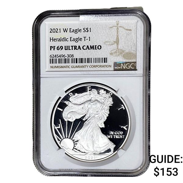 2021-W Silver Eagle NGC PF69 UC Heraldic Eagle T-1