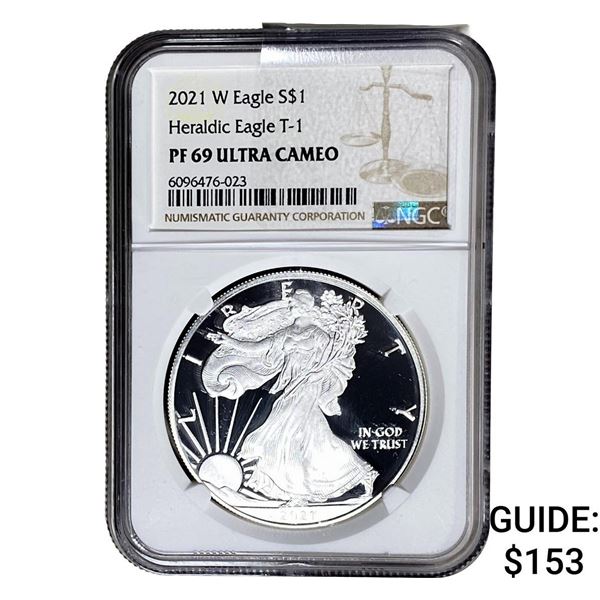 2021-W Silver Eagle NGC PF69 UC Heraldic Eagle T-1