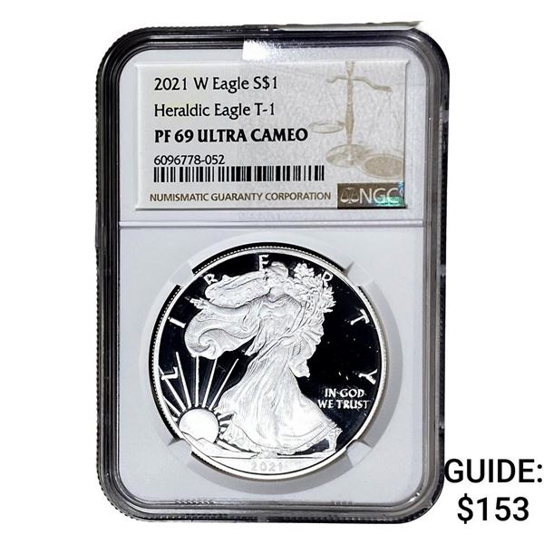 2021-W Silver Eagle NGC PF69 UC Heraldic Eagle T-1