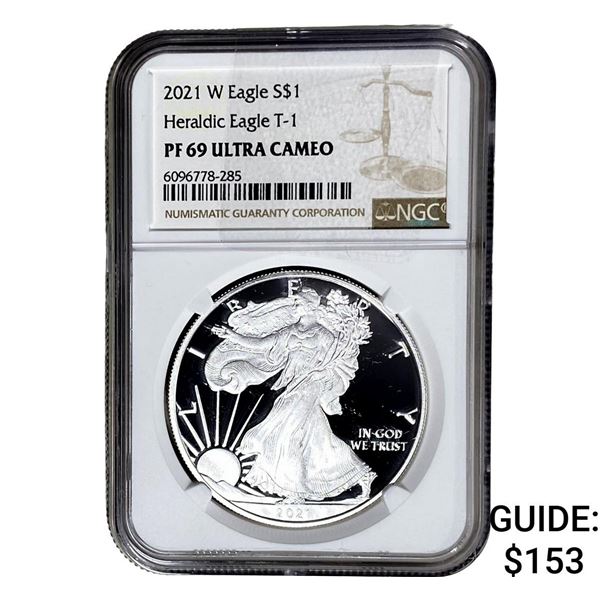 2021-W Silver Eagle NGC PF69 UC Heraldic Eagle T-1