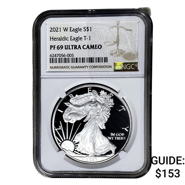 2021-W Silver Eagle NGC PF69 UC Heraldic Eagle T-1