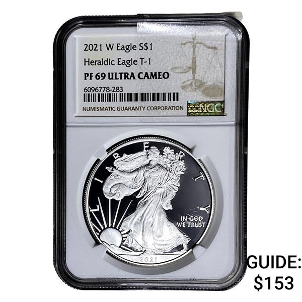 2021-W Silver Eagle NGC PF69 UC Heraldic Eagle T-1