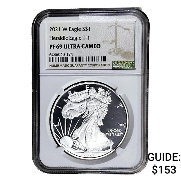 2021-W Silver Eagle NGC PF69 UC Heraldic Eagle T-1