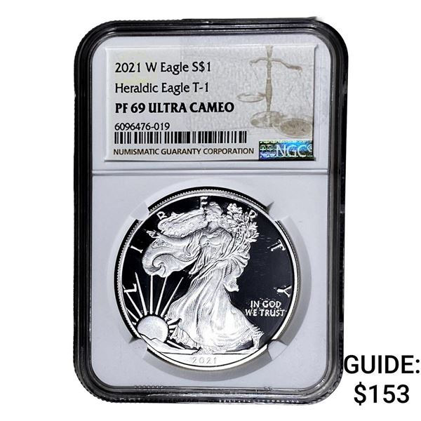 2021-W Silver Eagle NGC PF69 UC Heraldic Eagle T-1