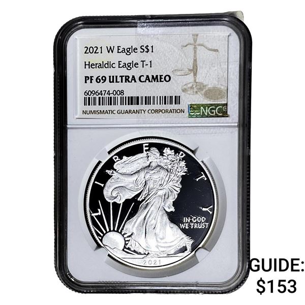 2021-W Silver Eagle NGC PF69 UC Heraldic Eagle T-1