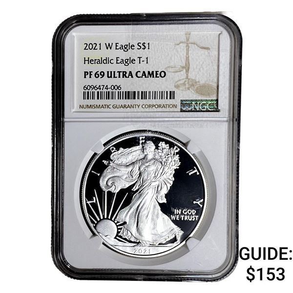 2021-W Silver Eagle NGC PF69 UC Heraldic Eagle T-1