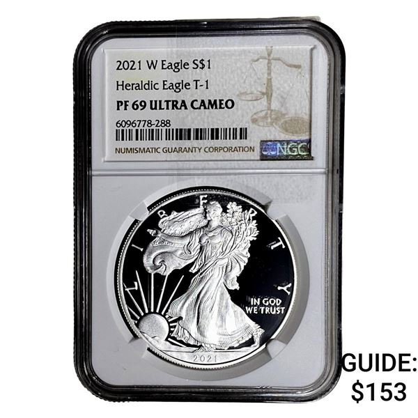 2021-W Silver Eagle NGC PF69 UC Heraldic Eagle T-1