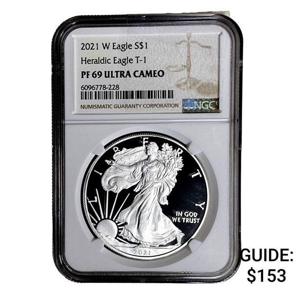2021-W Silver Eagle NGC PF69 UC Heraldic Eagle T-1
