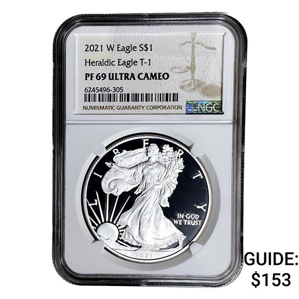 2021-W Silver Eagle NGC PF69 UC Heraldic Eagle T-1