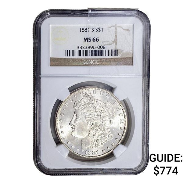 1881-S Morgan Silver Dollar PCGS MS66