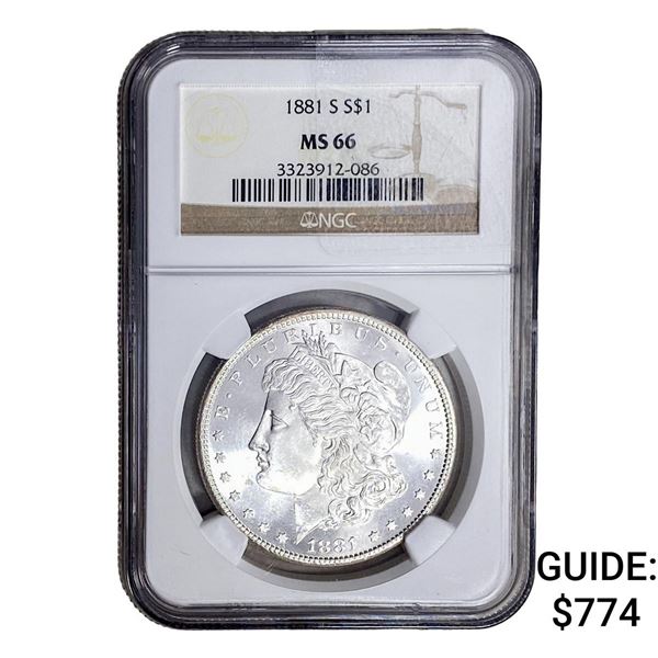 1881-S Morgan Silver Dollar PCGS MS66
