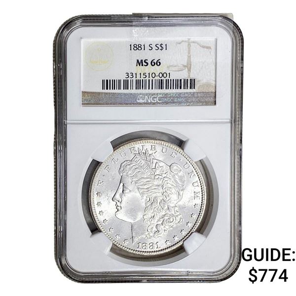1881-S Morgan Silver Dollar PCGS MS66